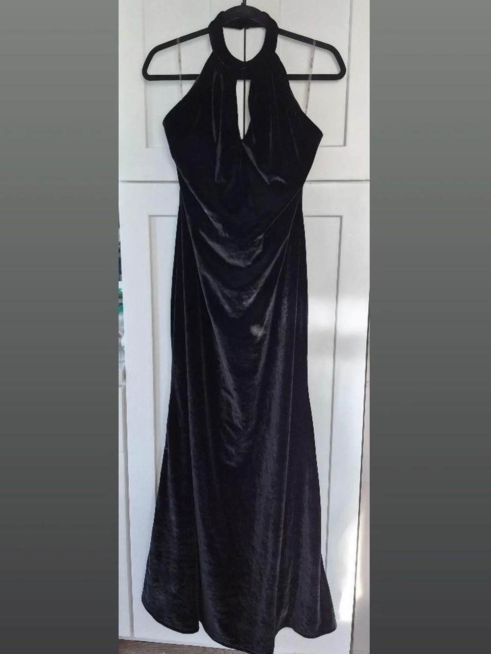 Black Velvet Halter-Style Maxi Dress